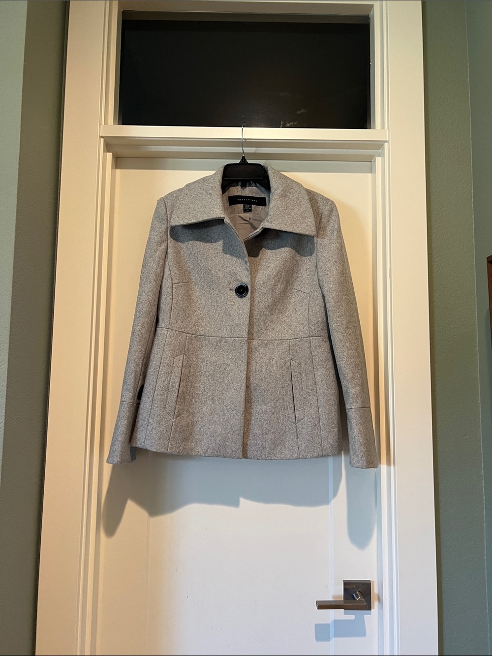 Apostrophe Light Gray Wool-Blend Short Peacoat